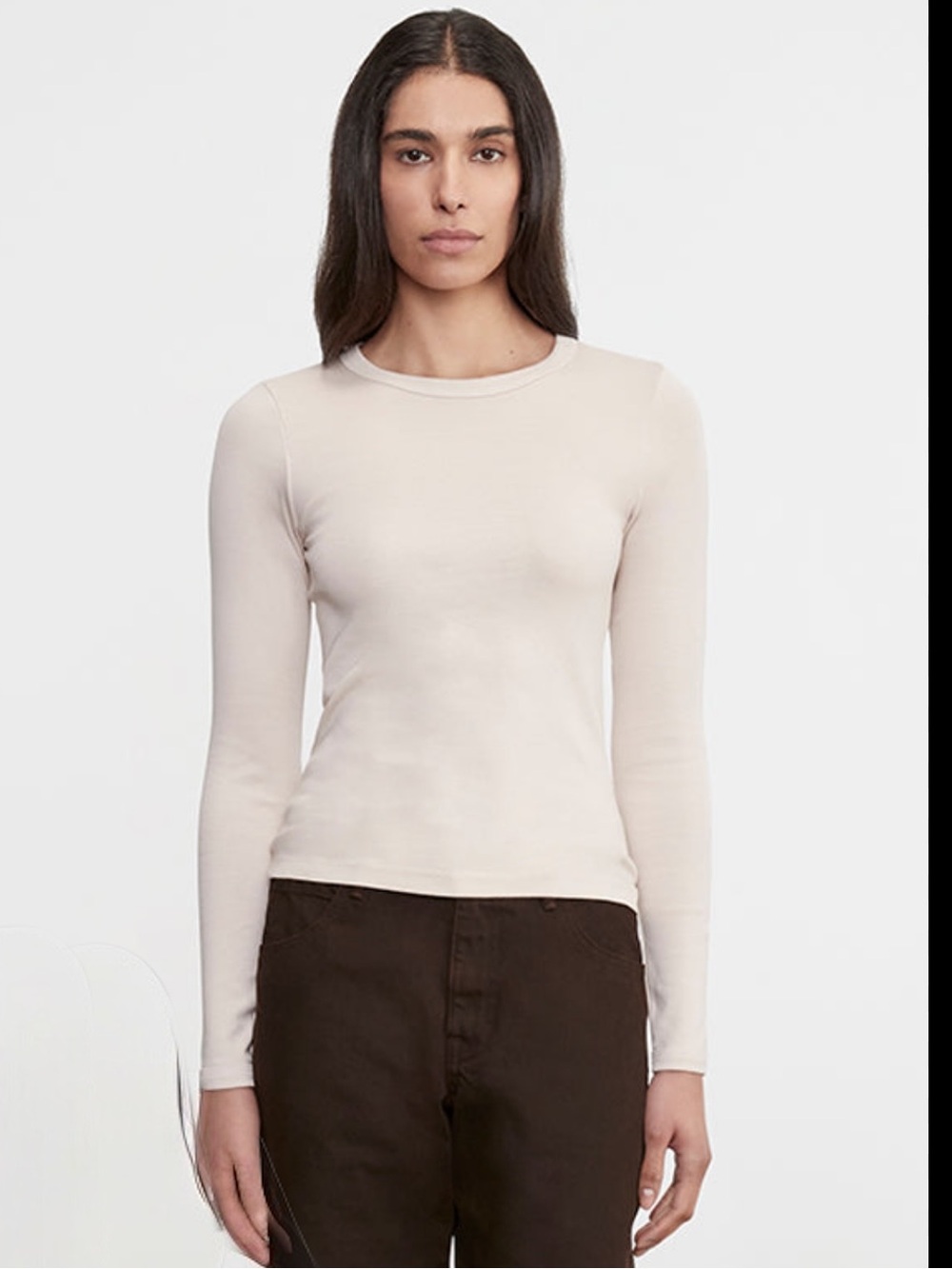 Enza Costa Supima Cotton Long Sleeve Tee XS Cream Made In USA Quiet Luxury